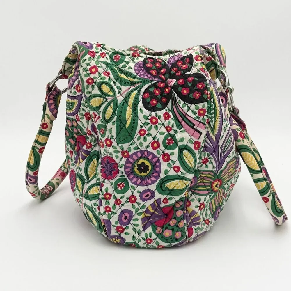 Vera Bradley Viva La Vera Purple Floral Print Quilted Tote Hobo Bag